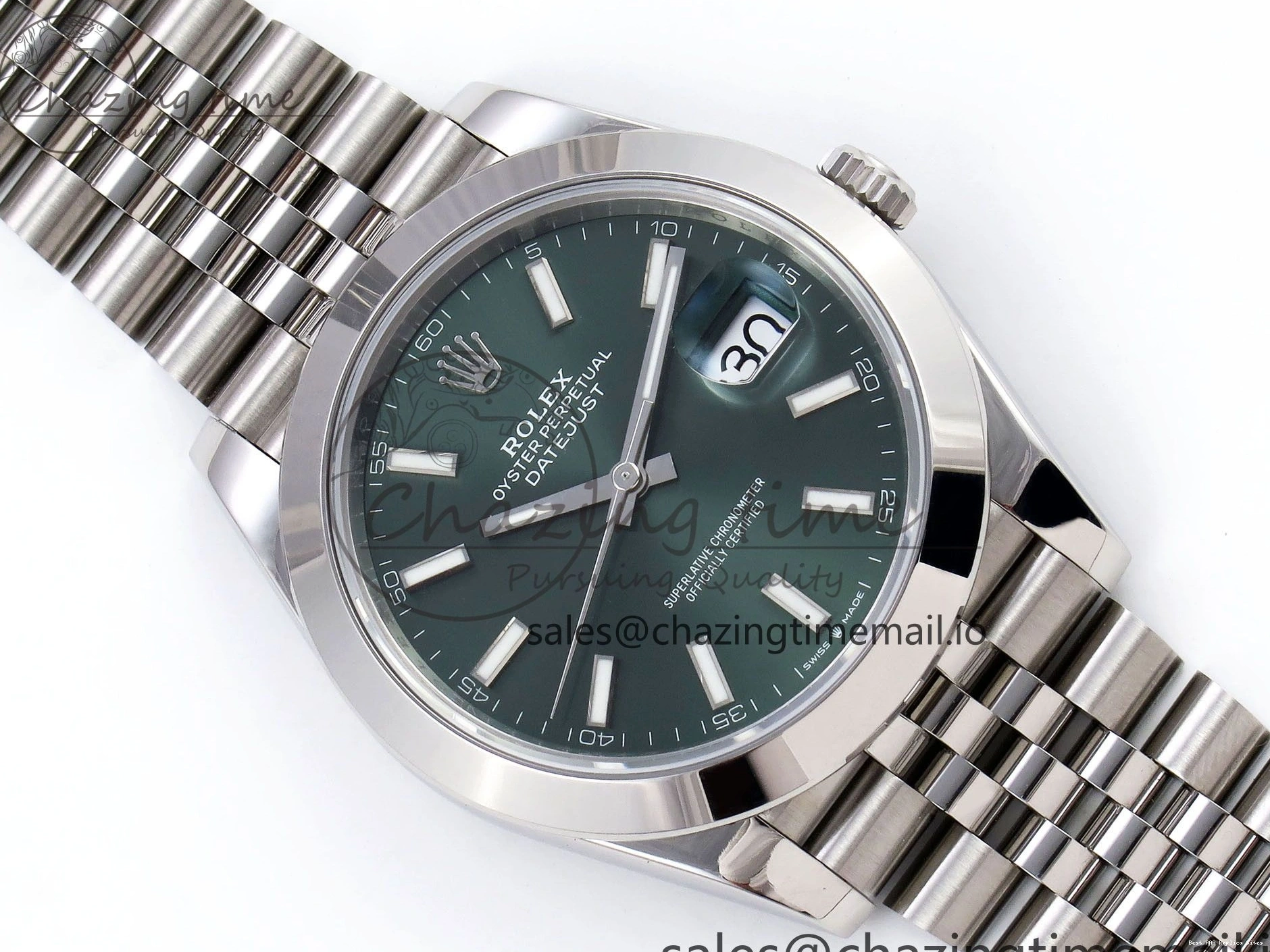 Best AAA Replica Sites 904L on VSF Dial DateJust FreshLook 1282 Edition 41 VS 126330 Green SS Jubilee Bracelet 1:1 Best 0115